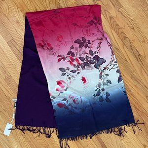 NWT! 100% floral silk scarf with lining